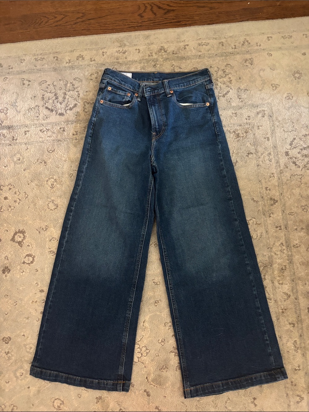 GAP Women's High Rise Wide Leg Jeans in Dark Blue Wash